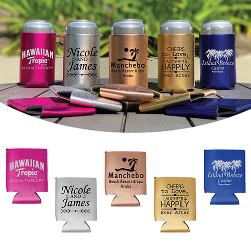 Metallic Glitter Neoprene Pocket Can Coolers